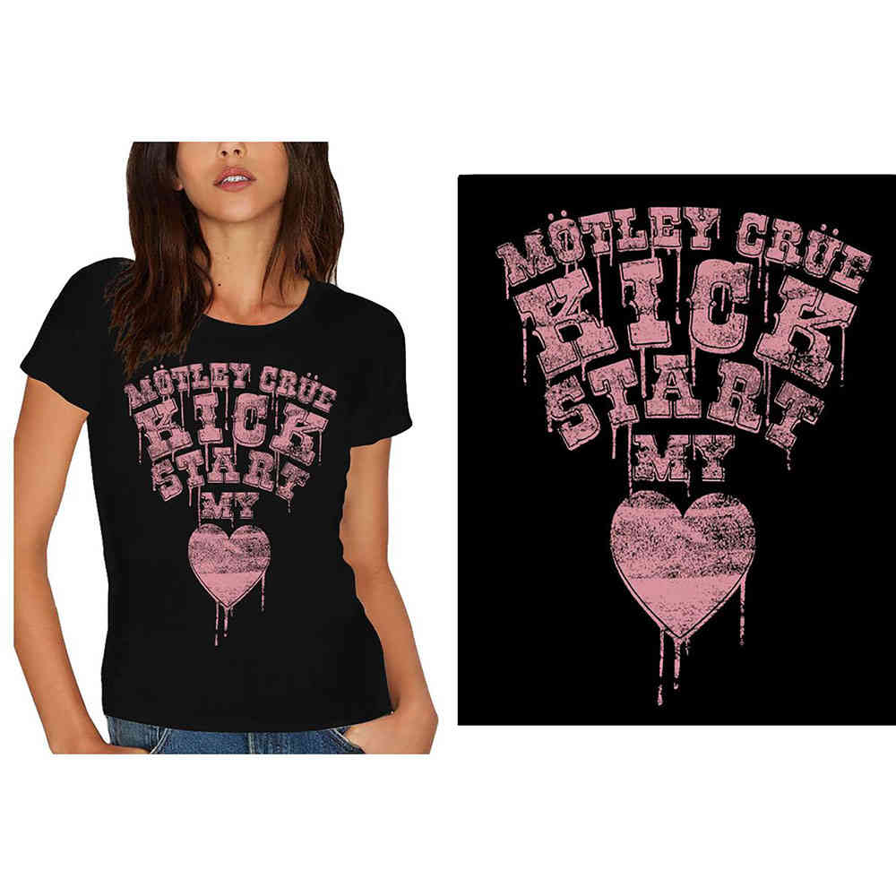 Motley Crue Damen Tshirt Kick Start My Heart Schwarz Attitude Deutsc